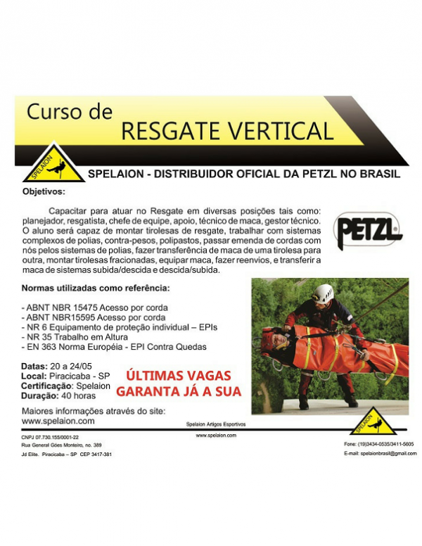 Curso de Resgate Vertical de Alto Nível - Spelaion Você sabia que com