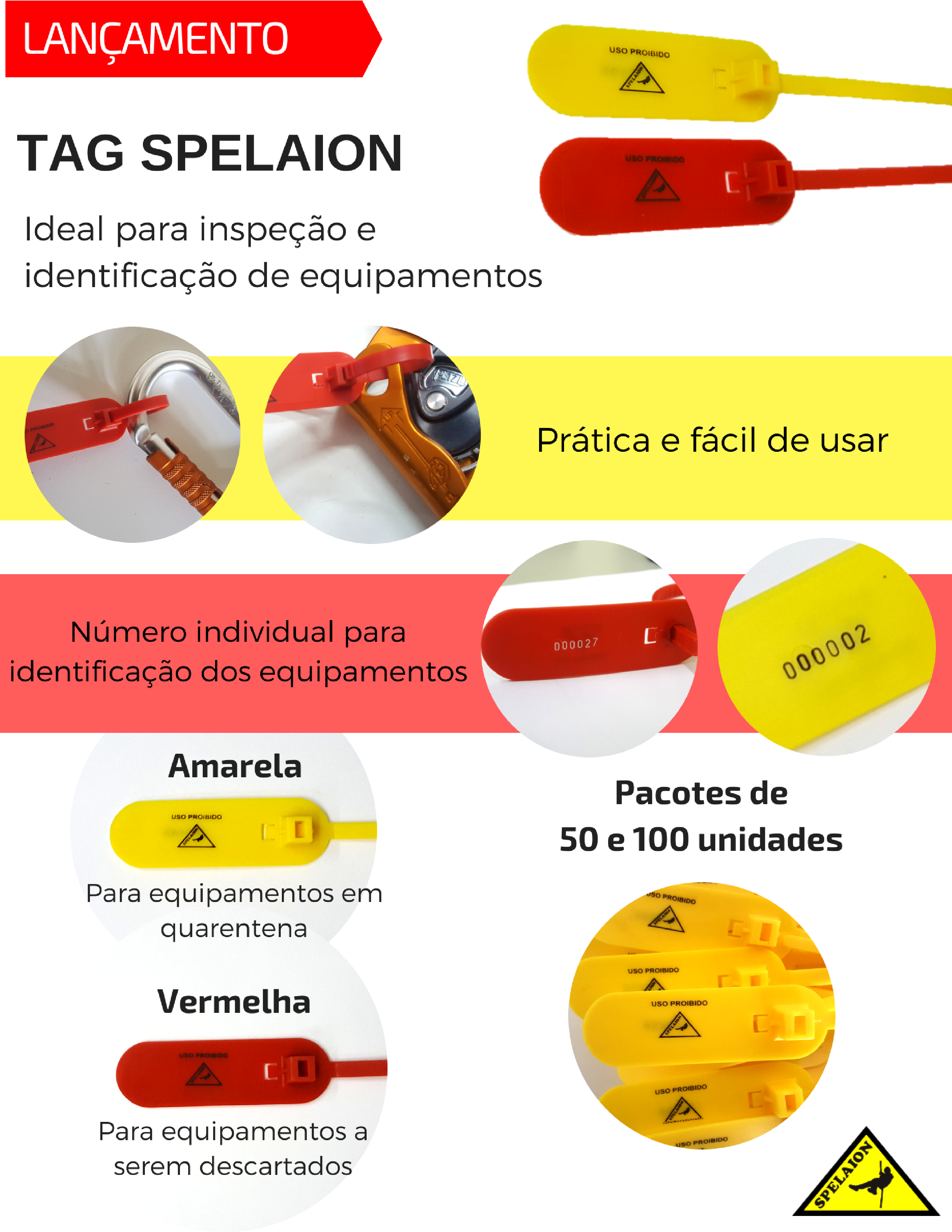 Tag Amarela para Inspeção de Equipamentos Spelaion - Loja Spelaion -  Representante oficial da marca Petzl no Brasil
